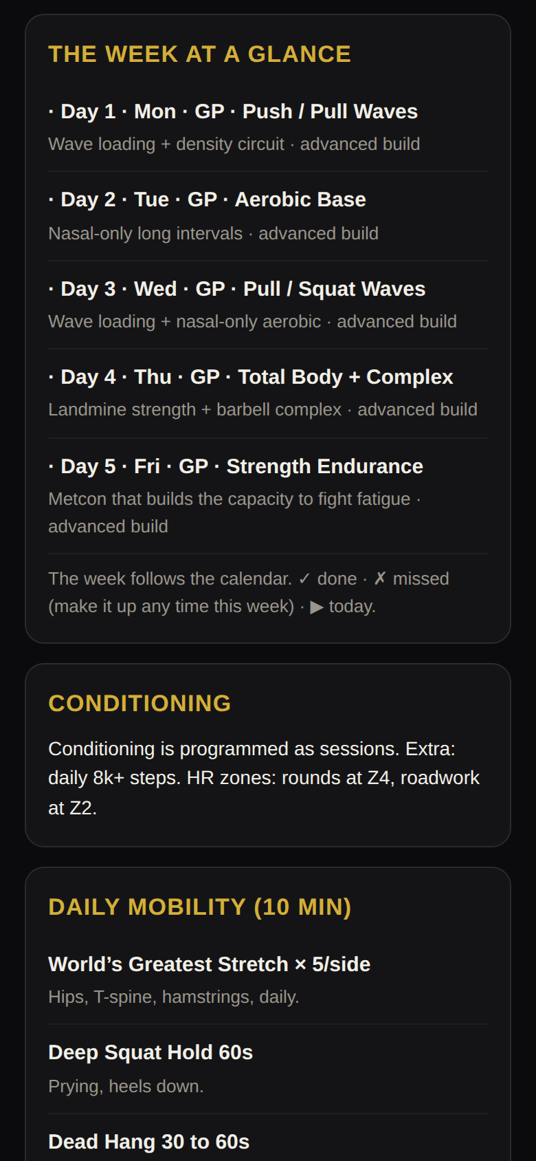 The week at a glance