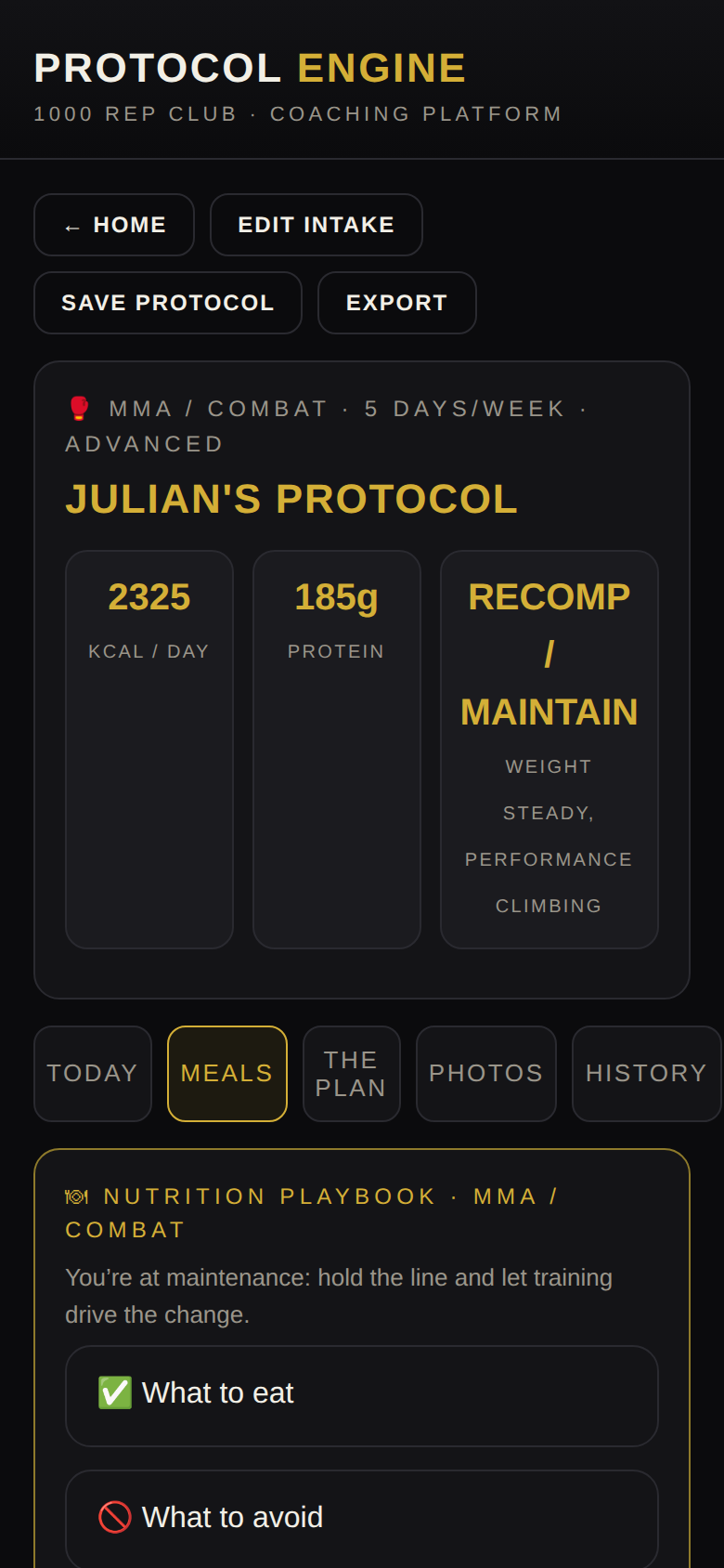 Nutrition playbook